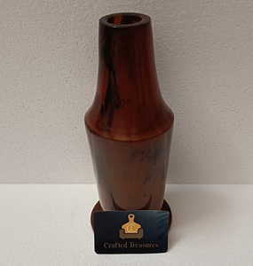 Vase en verre en résine époxy tendance, aspect écaille de tortue, ambre, soufflé à la main, vase décoratif pour fleurs, décoration d'intérieur au meilleur prix - Product Image 2