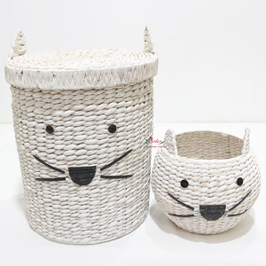 Artex Dong Thap Natural Wicker Animal Shaped Hamper Handwoven <b>Rattan</b> Cat-shaped <b>Storage</b> <b>Basket</b> for Home Decoration & Arrangement - Product Image 2