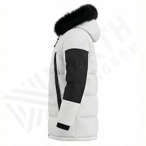 Veste parka à capuche pour homme de conception haut de gamme, personnalisée, en coton, isolée thermiquement, coupe-vent, lourde, pour la neige - Product Image 3