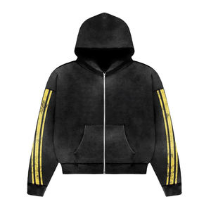 Conjunto de sudadera con capucha y pantalones de chándal con cordón serigrafiado personalizado de invierno para hombre al por mayor, chándal informal con hombros caídos para hombre - Product Image 2