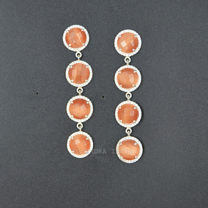 Boucles d'oreilles en argent sterling 925 de dernière génération pour femmes Orange naturelle Monalisa Cz Gemstone Trendy Classic for Engagement - Product Image 1