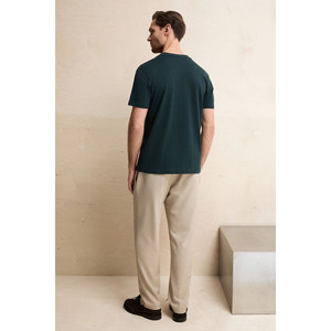 Camiseta Negra de Cuello en V para Hombre, 100% Algodón Suave, Marca <span class=keywords><strong>ALMER</strong></span> - Product Image 2