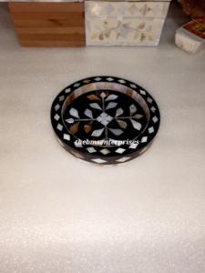 Ensemble de bol à soupe et à fruits en incrustation de nacre de haute qualité poli sur mesure écologique avec plateau pour vaisselle de dîner - Product Image 4