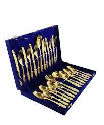 Cubiertos de Latón Personalizados para Bodas, Juego de Cubiertos de 24 Piezas, Dorado y Plateado, Duradero, Cuchara, Tenedor y Cuchillo de Acero Inoxidable - Product Image 2