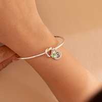 Pulsera Unisex Minimalista Cristiana con Nudo de Amistad, Plata 925 con Baño de Oro Vermeil, Inicial Personalizada y Piedra de Nacimiento, Cadena Grabada