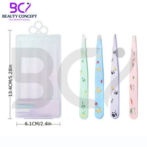 Pince à épiler colorée en acier inoxydable à pointe inclinée, durable, pour extraire les poils des sourcils, de la barbe et des cils, avec boîte de rangement - Product Image 5