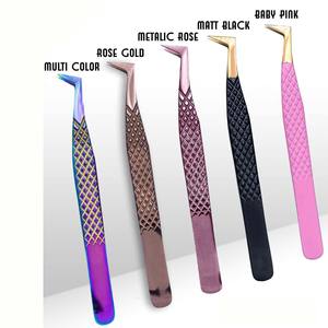 Pinzas para pestañas de acero japonés para extensiones de pestañas, puntas recubiertas de titanio, pinzas para pestañas de 90 y 45 grados - Product Image 1
