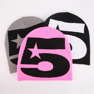 หมวกบีนนี่ถักลายอะคริลิคสำหรับผู้ชายและผู้หญิงสำหรับฤดูใบไม้ร่วงฤดูหนาว - Product Image 1