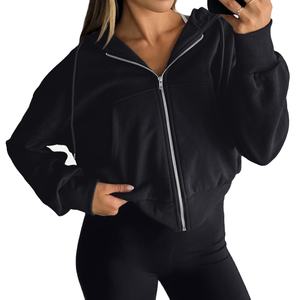 เสื้อฮู้ดมีซิปแบบสั้นสำหรับผู้หญิงสินค้ามาใหม่เสื้อฮู้ดแบบสวมหัวตัวสั้นแบบครอปสำหรับผู้หญิงสินค้ามาใหม่ - Product Image 1