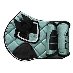 Nouveau jeu de matériel équestre tapis de selle de cheval bottes de jambe couverture d'oreille paillettes correspondant Style équestre pour l'équitation Dressage - Product Image 6