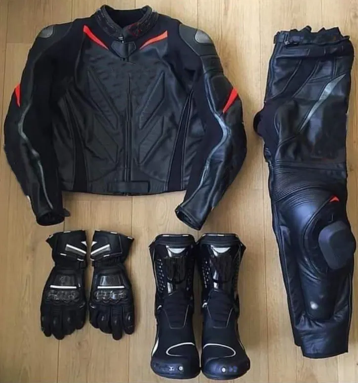 Ensemble de bottes de course en cuir pour moto