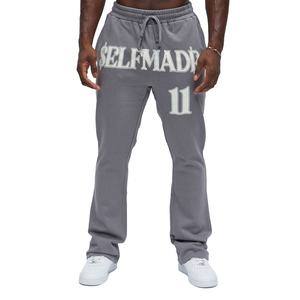 Jogging décontracté surdimensionné à taille mi-haute en molleton 100% coton French Terry, lavage clair, séchage rapide, respirant, coupe droite, streetwear personnalisé pour homme - Product Image 1