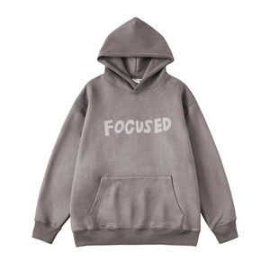 Acid Wash Hoodies For Men's Pullover Oversize Outwear Stylish Sweatshirts And Hoodies With <b>Screen</b> Printed Logo Design - Product Image 6