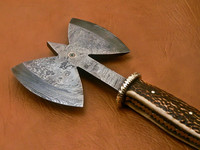 El yapımı şam çelik Tomahawk balta Stag boynuz ahşap kolu Viking HT Hatchet açık kamp için el dövme endüstriyel aracı