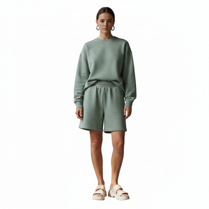 Ensemble sweat-shirt et short pour homme, tenue décontractée en deux pièces, en molleton de coton, vêtements de sport d'été, logo personnalisé OEM - Product Image 1