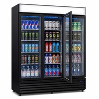 Réfrigérateur à vitres pour exposition, refroidi par air commercial avec étagères réglables