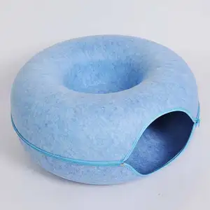High Quality Household Round Donut Pet Bed For Cat Small Tunnel Bed Felt Cat Cave Pet Nest