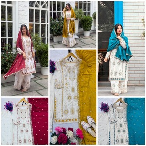 Ensemble haut et plazzo en tissu de soie spécial Eid avec Dupatta orné d'une broderie élégante et d'une séquence lourde pour un look festif - Product Image 6