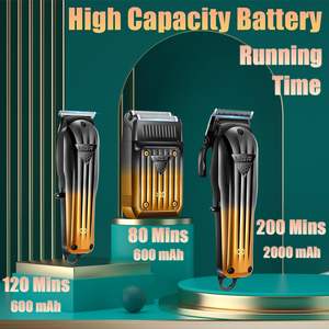 Kit de rasoirs électriques sans fil professionnels, tondeuse à cheveux pour barbier, lames en acier inoxydable, batterie rechargeable - Product Image 2