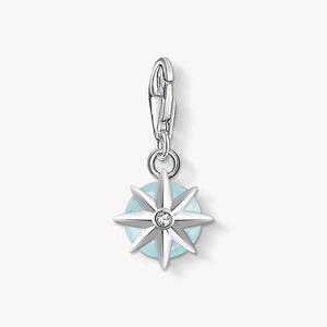 Colgante de Joyería Hecho a Mano con Diseño de Estrella Solar de Doble Cara, Cierre de Langosta Plateado y Gema Redonda de Aguamarina - Product Image 2