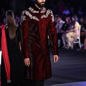 DAZZLING ZARI EMBROIDERY on SHERWANI WITH VELVET FABRIC & ALSO for MATCHING SHOE WITH DRESS for PARTY-WEAR/WEDDING Dress @ 2022 - Product Image 1