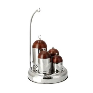 Belle gamme de casseroles arabes en métal avec 3 bols assortis pour conserver les épices, permettant aux cumin, au curcuma et au safran de fleurir magnifiquement - Product Image 5