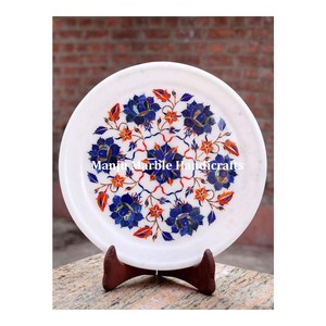 Assiettes d'incrustation de marbre d'aspect moderne classique traditionnel de maison nacre Floral Love Premium Design fait à la main hôtel cuisine nourriture - Product Image 3