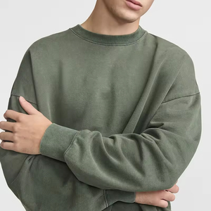 Logo personnalisé Hommes 100% coton brodé Streetwear Sweat-shirt à col rond | OEM ODM de pull vierge - Product Image 4