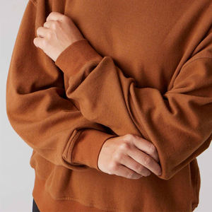 Women Brown Crewneck <b>Sweatshirt</b> Casual Loose Fit Pullover <b>Long</b> Sleeve Soft Fleece Cozy Comfortable Everyday Basic Top - Product Image 3