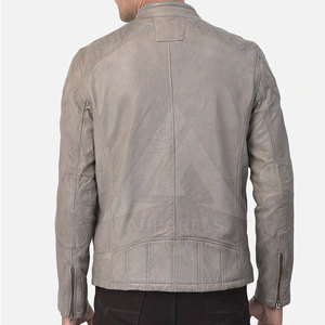 เสื้อแจ็กเก็ตหนังแท้สำหรับผู้ชายสำหรับฤดูหนาวผ้าแคนวาสแจ็กเก็ตหนังออกแบบได้ตามต้องการ - Product Image 4
