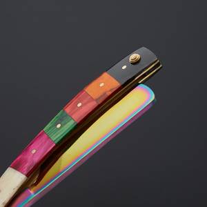 Rasoir droit OEM haut de gamme en acier inoxydable damas personnalisable Couteaux de barbier magnifiquement colorés pour un classement de bricolage de haute qualité - Product Image 2
