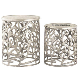 Mesa Auxiliar de Diseño Metálico para Decoración del Hogar, Color Dorado, Hecha a Mano, Diseño Redondo, Tapa de Mármol Blanco, Suministros de Fábrica - Product Image 5