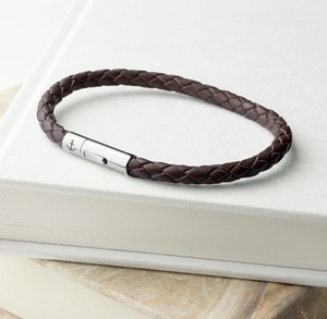 Pulsera de cuero de cápsula de ancla hecha a mano, regalos para él, Día del Padre, jubilación, buena suerte, viajes, joyería para hombres - Product Image 1