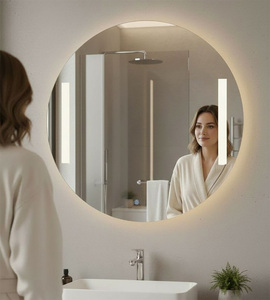 กระจกอุ่นแบบไร้กรอบทรงกลม 500W รุ่นใหม่ พร้อมไฟ LED ลายคลื่น ให้ความร้อนเร็ว ด้วยแผ่นทำความร้อนอินฟราเรดคาร์บอนไฟเบอร์ ใช้พลังงานแสงอาทิตย์ พร้อมระบบระบายอากาศ - Product Image 5