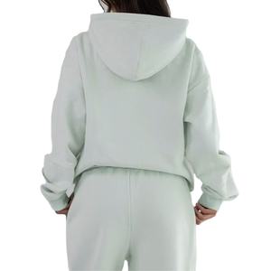 Ensemble de survêtement décontracté pour femme, hiver, en molleton de coton épais, respirant, couleur unie, avec sweat à capuche oversize et pantalon de survêtement - Product Image 5