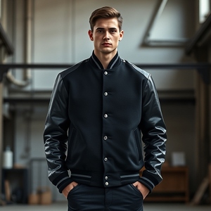 Chaqueta universitaria unisex con mangas de mezcla de lana, aspecto vintage, parche bordado personalizado, fabricante OEM Pakistán, todas las tallas - Product Image 1