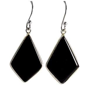 Navya Craft <b>Solid</b> Sterling <b>Silver</b> 925 Handmade Boho Dangle Drop <b>Earrings</b> Black Onyx Gemstone June Birthstone Black Stone - Product Image 1