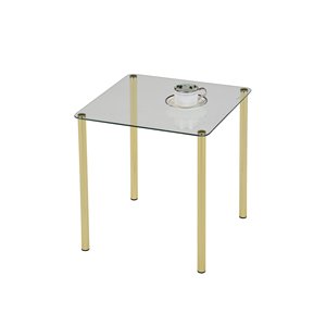 Lleva tu hogar al siguiente nivel con una mesa auxiliar moderna con patas de latón y tapa de cristal, mini mesa auxiliar cuadrada hecha a mano de La India - Product Image 2