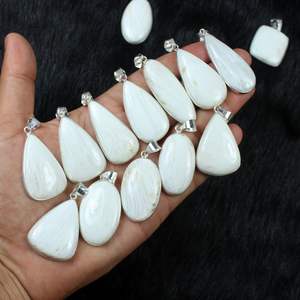 White Scolecite Bezel Pendant Charm Pendant Sterling Silver Pendant Boho <b>Necklace</b> Wholesale Scolecite <b>Necklace</b> Jewelry - Product Image 1