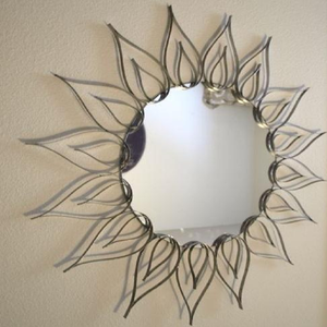 กระจกผนังทรงกลมสำหรับตกแต่งบ้านกระจกเหล็กดัดสไตล์วินเทจอุตสาหกรรมหรูหรากระจกแต่งหน้าทนทาน - Product Image 5