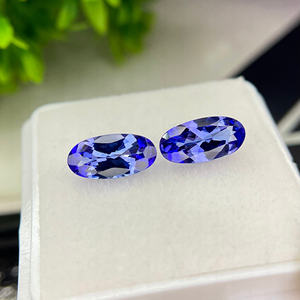 Par de lupas de tanzanita natural al por mayor de piedras preciosas sueltas de corte ovalado alargado piedras preciosas azules facetadas limpias para pendientes - Product Image 3