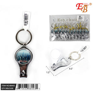 Cortauñas metálico circular de 3.5 pulgadas con llavero, estilo Nueva York, de un solo filo, para suministros de uñas - Product Image 1