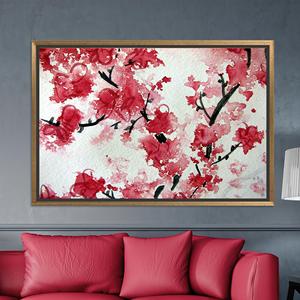 Elegant Sakura Floral Printed <b>Canvas</b> - Cherry Blossom Spring Decor,GOLD <b>FRAMED</b> <b>CANVAS</b> - Product Image 1