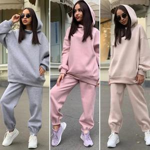 Premium Customize Stylish Woman Tracksuits 100% Cotton <b>Hooded</b> Sweat Suits New Casual Breathable Stylish 2 Piece Set - Product Image 5