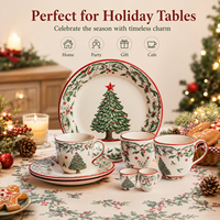 Service de Table Personnalisé Sapin de Noël, Coffret Cadeau de Noël en Porcelaine, Vaisselle de Noël en Céramique