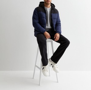 Chaqueta Bomber Acolchada para Hombre, Talla Grande, de Alta Calidad, Venta Directa de Fábrica, Impermeable, Cortavientos, con Capucha, para Invierno, Primavera, Color Negro y Azul - Product Image 1