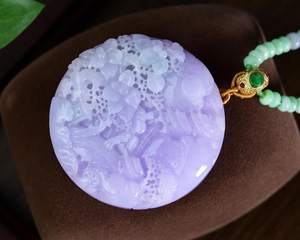 Collar con colgante de paisaje de figura de jadeíta púrpura para mujer, Plata de Ley 925, chapado en oro de 14K, joyería tallada a mano, regalo para ella - Product Image 4