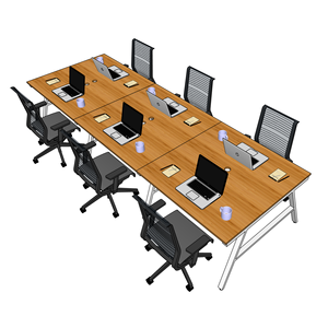 BFAB013-Contemporary Design ABamboo 6-Piece Cluster <b>Workstation</b> 360x120cm - Product Image 1