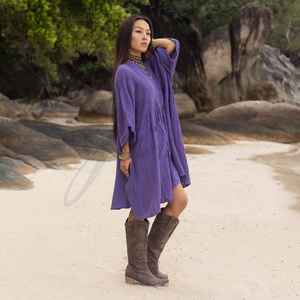 Robe de couverture de plage Boho en coton surdimensionné violet pour femme fabriquée en Inde - Product Image 2
