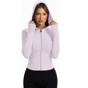 Custom Logo Stand Collar Long Sleeve Yoga <b>Jacket</b> for Women, Breathable <b>Zip</b> <b>up</b> Workout Top for Running, Fitness & Pilates - Product Image 2